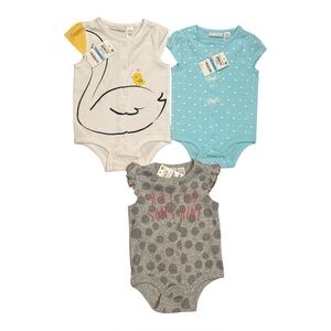 First Impressions Baby Girl 3 PCS‎ Short Sleeve Bodysuit Set 3-6 Months